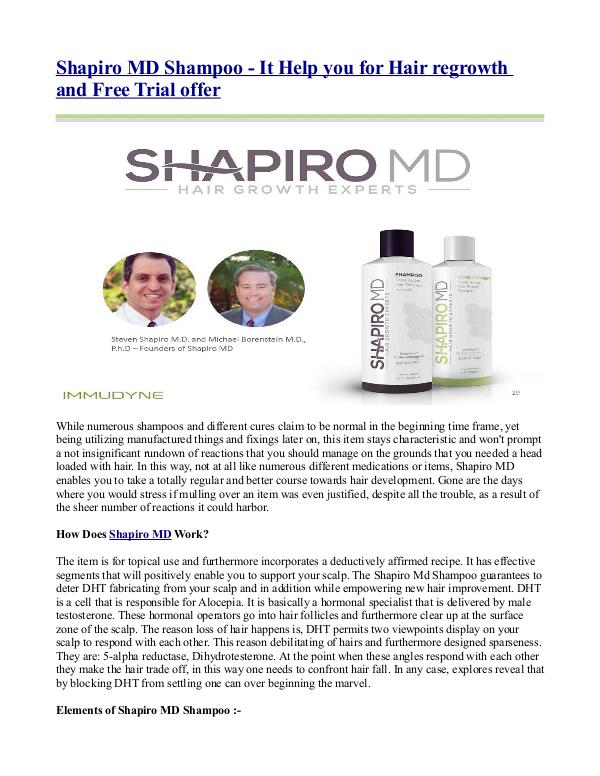 Shapiro MD Shampoo - It Help you for Hair regrowth