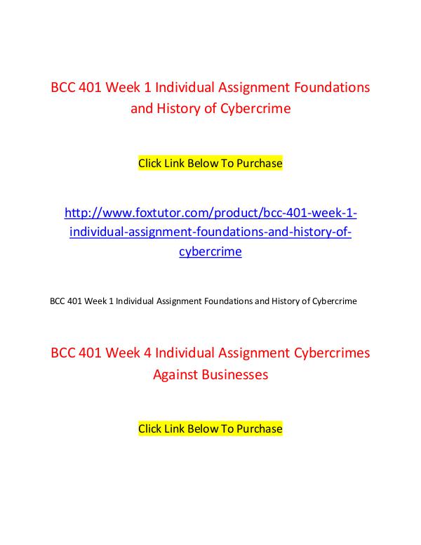 BCC 401 All Assignments BCC 401 All Assignments