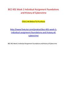 BCC 401 Week 1 Individual Assignment Foundations and History of Cyber