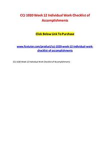 CCJ 1020 Week 12 Individual Work Checklist of Accomplishments