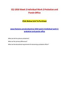 CCJ 1910 Week 2 Individual Work 2 Probation and Parole Office