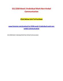 CCJ 2358 Week 3 Individual Work Non-Verbal Communication