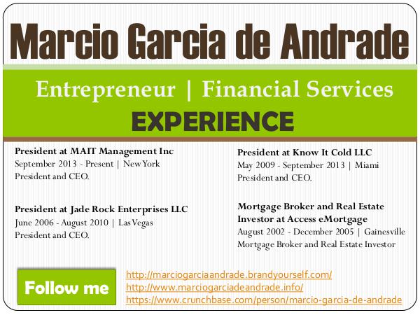 Marcio Garcia de Andrade – Experience About