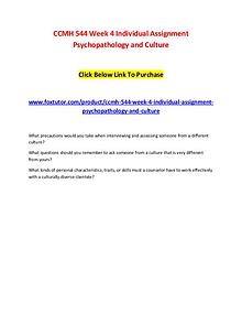 CCMH 544 Week 4 Individual Assignment Psychopathology and CultureCCMH