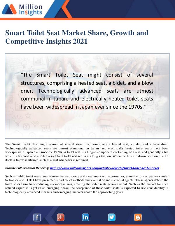 Manufacturing and Construction Reports by Million Insights Smart Toilet Seat Market Share, Growth and Competi