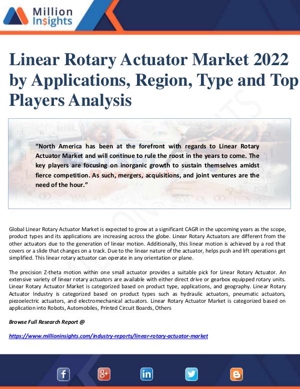Linear Rotary Actuator Market 2022 by Applications
