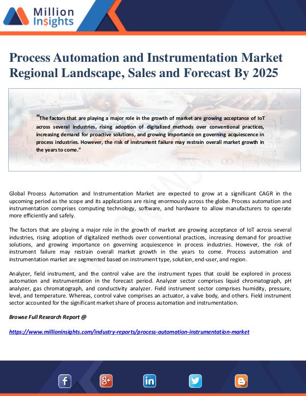 Manufacturing and Construction Reports by Million Insights Process Automation and Instrumentation Market Regi