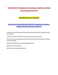 CE 220 Unit 9 Assignment-Creating a Healthy and Safe Learning Environ