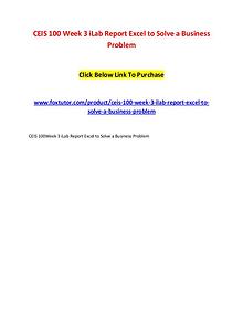 CEIS 100 Week 3 iLab Report Excel to Solve a Business Problem