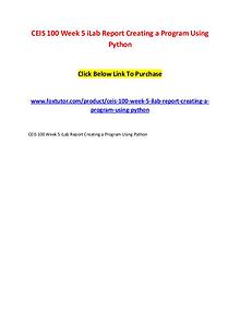 CEIS 100 Week 5 iLab Report Creating a Program Using Python