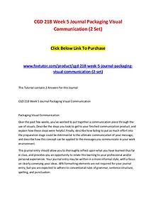 CGD 218 Week 5 Journal Packaging Visual Communication (2 Set)