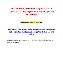 CHM 109 Week 5 Individual Assignment Lab 1-4 Worksheet Investigating