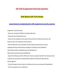 CIS 105 Assignment Security Systems