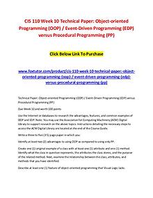 CIS 110 Week 10 Technical Paper Object-oriented Programming (OOP)  Ev