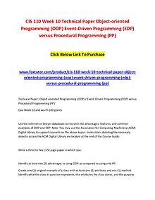 CIS 110 Week 10 Technical Paper Object-oriented Programming (OOP) Eve