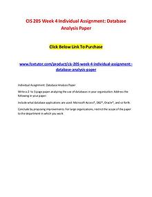 CIS 205 Week 4 Individual Assignment Database Analysis Paper