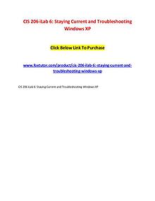 CIS 206 iLab 6 Staying Current and Troubleshooting Windows XP