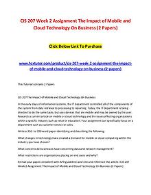 CIS 207 Week 2 Assignment The Impact of Mobile and Cloud Technology O