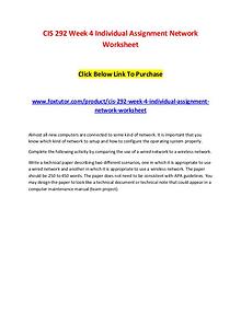 CIS 292 Week 4 Individual Assignment Network Worksheet