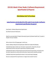 CIS 331 Week 4 Case Study 1 Software Requirement Specification (2 Pap