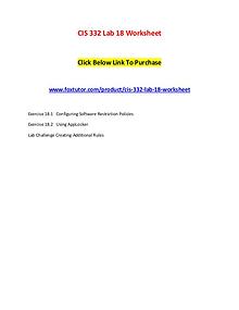 CIS 332 Lab 18 Worksheet
