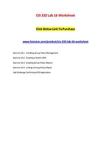 CIS 332 Lab 16 Worksheet