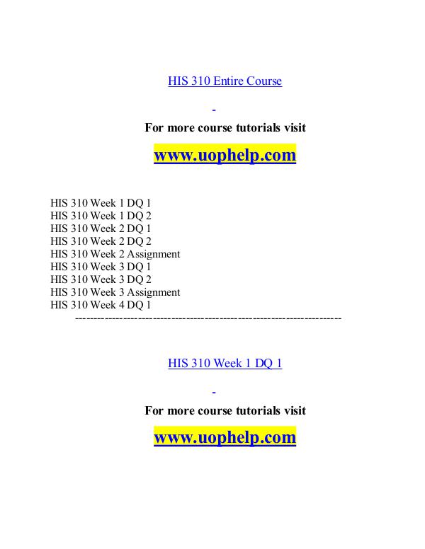 HIS 310 help Minds Online/uophelp.com HIS 310 help Minds Online/uophelp.com