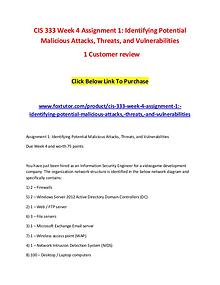 CIS 333 Week 4 Assignment 1 Identifying Potential Malicious Attacks,