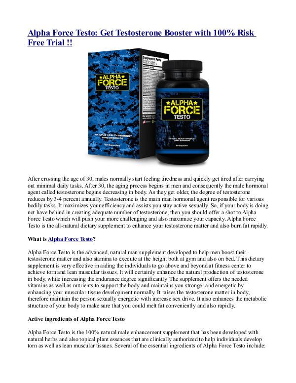 Alpha Force Testo- Get Testosterone Booster with 1