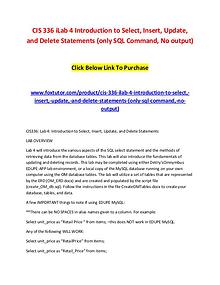 CIS 336 iLab 4 Introduction to Select, Insert, Update, and Delete Sta