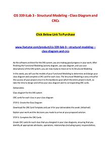 CIS 339 iLab 3 - Structural Modeling - Class Diagram and CRCs
