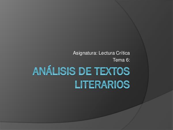 ANALISIS DE TEXTOS LITERARIOS clase 6
