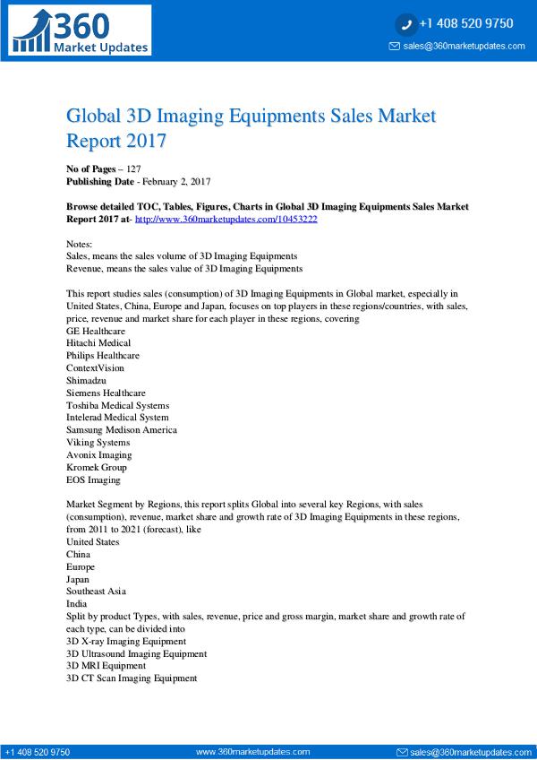 Global 3D Bioprinting Equipment Market Professional Survey Report 201 3D-Imaging-Equipments-Sales-Market-Report-2017