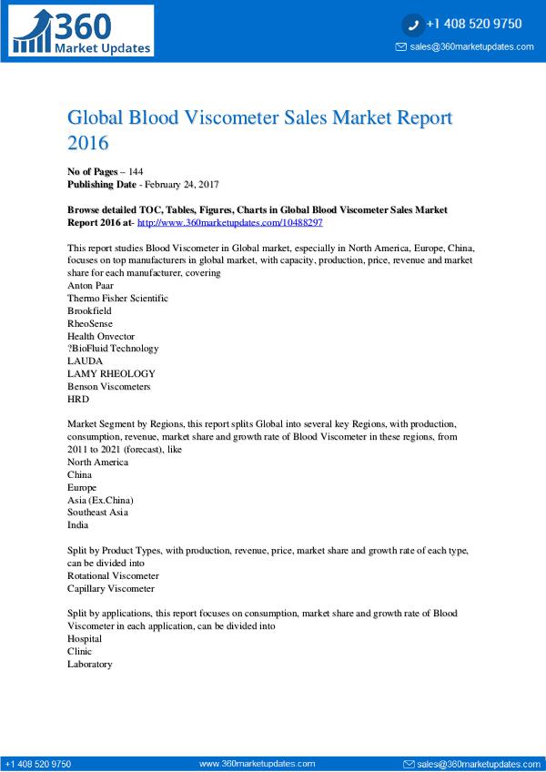 Global 3D Bioprinting Equipment Market Professional Survey Report 201 Blood-Viscometer-Sales-Market-Report-2016