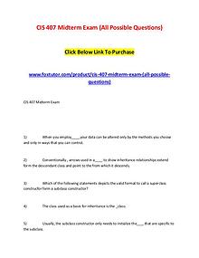 CIS 407 Midterm Exam (All Possible Questions) (2)