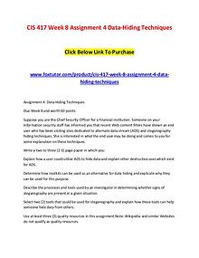 CIS 417 Week 8 Assignment 4 Data-Hiding Techniques