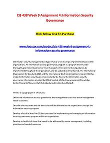 CIS 438 Week 9 Assignment 4 Information Security Governance