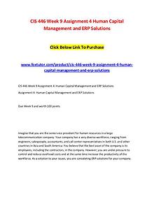 CIS 446 Week 9 Assignment 4 Human Capital Management and ERP Solution