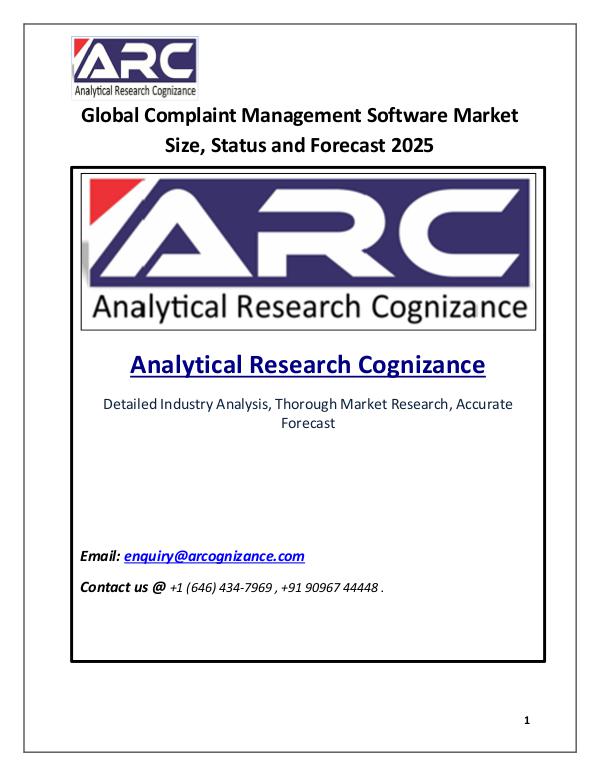 Industry Research Complaint Management Software Market Forecast 2025