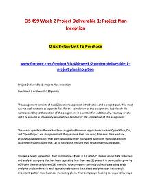 CIS 499 Week 2 Project Deliverable 1 Project Plan Inception Click Bel