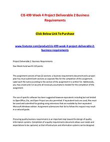 CIS 499 Week 4 Project Deliverable 2 Business Requirements