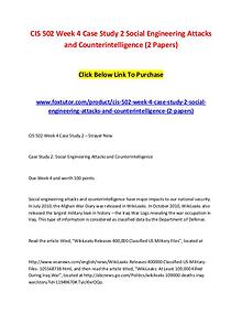 CIS 502 Week 4 Case Study 2 Social Engineering Attacks and Counterint