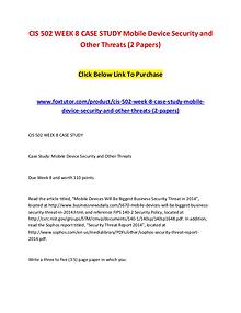 CIS 502 WEEK 8 CASE STUDY Mobile Device Security and Other Threats (2
