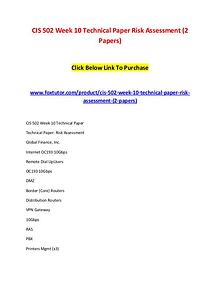 CIS 502 Week 10 Technical Paper Risk Assessment (2 Papers)