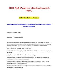 CIS 505 Week 2 Assignment 1 Standards Research (2 Papers)