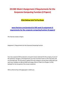 CIS 505 Week 3 Assignment 2 Requirements for the Corporate Computing