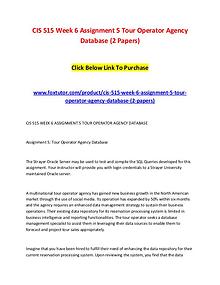 CIS 515 Week 6 Assignment 5 Tour Operator Agency Database (2 Papers)