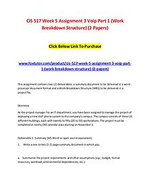CIS 517 Week 5 Assignment 3 Voip Part 1 (Work Breakdown Structure) (2