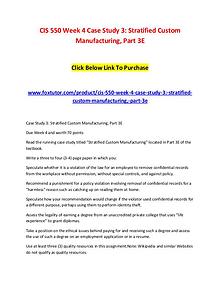 CIS 550 Week 4 Case Study 3 Stratified Custom Manufacturing, Part 3E
