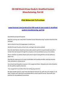 CIS 550 Week 8 Case Study 6 Stratified Custom Manufacturing, Part 6E